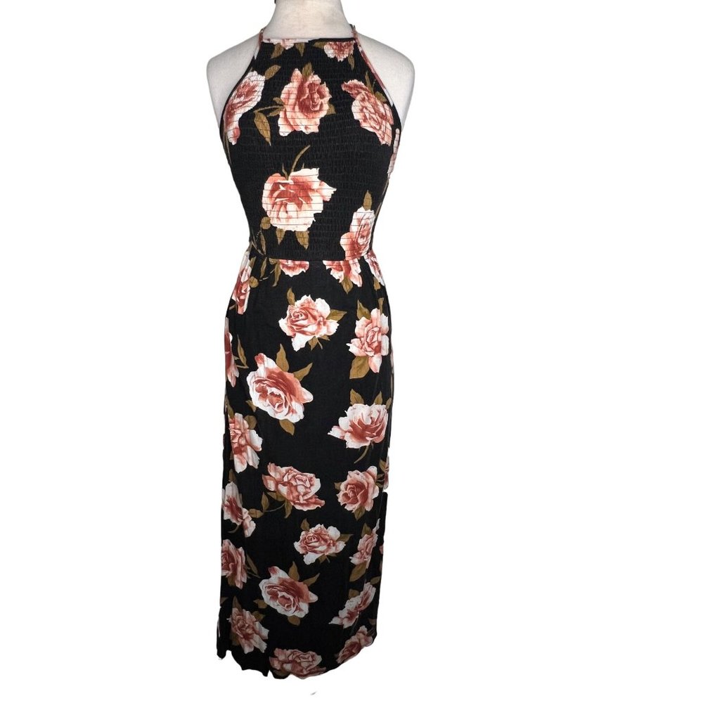 HEART & HIPS Halter Dress Women's Size Small Open Back Sleeveless Elastic Chest